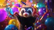 © AiAbstract - Adorable Ferret Celebrating with Colorful Balloons and Festive Decorations at a Joyful Party Celebration