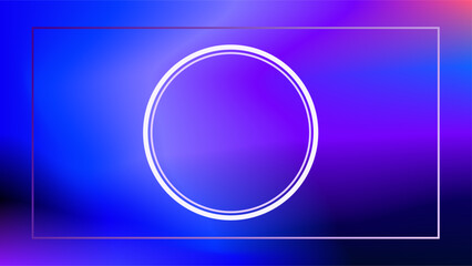 Wall Mural - Dark blue and purple mesh colors with outline circle and rectangle frame abstract background