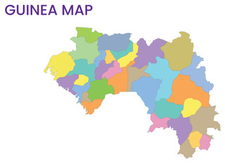  High detailed map of Guinea. Outline map of Guinea. Africa