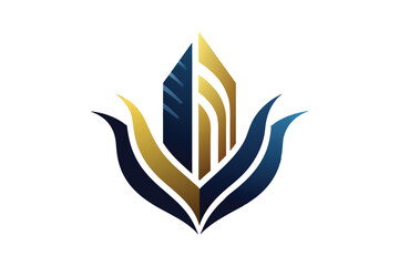 Poster - This logo features elegant abstract shapes combining modern design with a sophisticated color palette, A sleek and modern logo featuring clean lines and geometric shapes