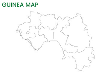  High detailed map of Guinea. Outline map of Guinea. Africa