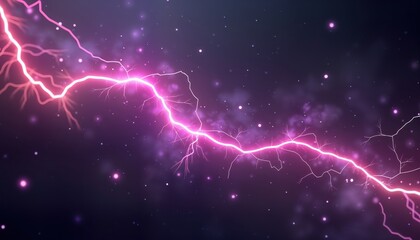 Aufkleber - Abstract purple electric lightning background. Vibrant electric energy sparks move across dark purple backdrop. Dynamic graphic design perfect for poster banner. Stunning visuals for websites,