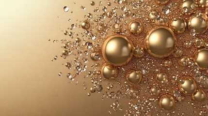 Aufkleber - Glittering Golden Spheres Dance in Luminous Harmony Against a Rich Gold Backdrop