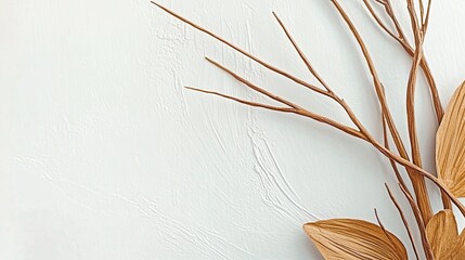 Poster - Elegant Dried Foliage Arrangement on a Minimalist Background Showcasing Natural Beauty and Texture