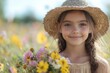© Vesna - young girl holding a bouquet of flowers radiating happiness and joy surrounded by natures beauty that enhances the cheerful atmosphere of the moment
