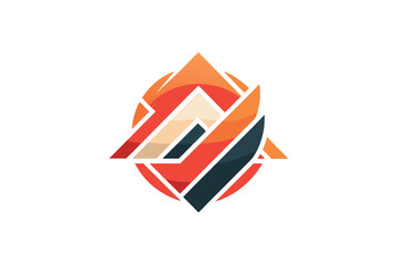 Poster - This design showcases a sleek abstract logo with bold geometric shapes and lively colors for brand identity, Abstract logo utilizing minimalist typography and simple shapes