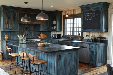 Rustic Farmhouse Kitchen Island and Cabinetry