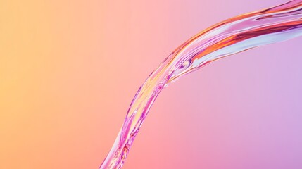Poster - Flowing stream of water cascading against a vibrant gradient of orange and pink, creating a refreshing and dynamic visual that embodies purity and the beauty of nature