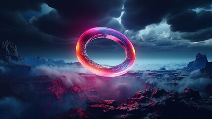 Poster - Glowing Ring Over a Mystical Landscape