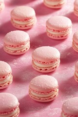 Canvas Print - Pink Macarons on Table