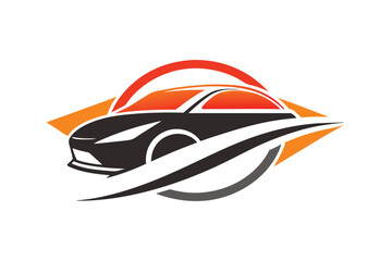 Poster - An abstract representation of the automotive sector, showcasing sleek lines and vibrant colors, An abstract interpretation of the automotive industry, minimalist simple modern vector logo design