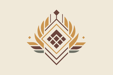 Poster - Elegant and sophisticated logo design featuring geometric patterns and warm color palette, A minimalist logo design incorporating negative space for a clean and sophisticated look