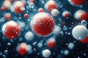 Poster - Colorful spheres floating in a liquid medium creating a vibrant underwater scene
