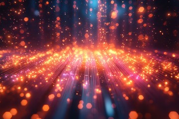 Poster - Colorful lights create a mesmerizing effect as they illuminate the dark background in a vibrant display of motion and energy