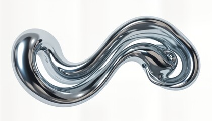 Aufkleber - Abstract metallic swirl design. Fluid metal curves in complex intertwined shapes. Isolated on transparent background. Modern and dynamic, suggesting motion and flow. A sleek and elegant design.