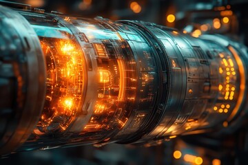 Poster - Futuristic technology with glowing energy cores in a high-tech setting