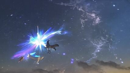 Wall Mural - a celestial phenomenon where shooting stars transform into mythical creatures dancing in the sky