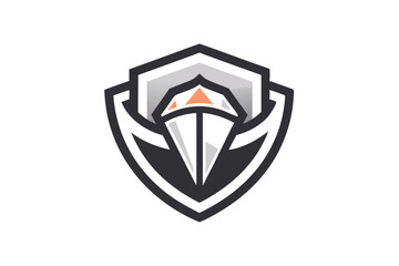 Poster - This clean modern logo incorporates a shield and an umbrella, symbolizing security and reliability, Clean, modern logo featuring a shield or umbrella motif, minimalist simple modern vector logo design