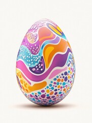 Wall Mural - Cartoon colorful easter eggs with patterns isolated on white background