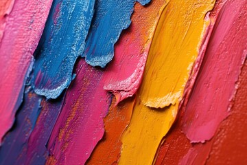 Poster - Vibrant strokes of colorful paint on a textured canvas showcasing artistic expression and creativity