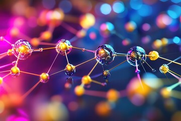 Poster - Abstract network of glowing spheres.  Connectivity and technology concept.