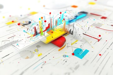 Poster - Abstract data visualization with colorful charts and graphs.