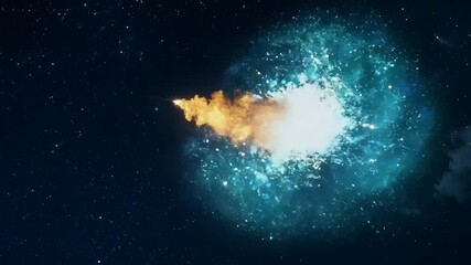 Wall Mural - a celestial event where comets collide, creating bursts of magical energy across the sky