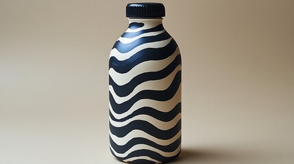 Wall Mural - Stylish Wave Patterned Bottle Stands Against Neutral Background