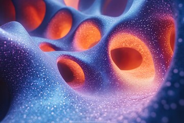 Poster - Colorful abstract texture showcasing vibrant shapes and illuminated patterns in a surreal environment