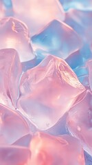 Poster - Illuminating melting ice cubes with a pink and blue gradient, creating a refreshing and cold textured surface perfect for summer themed backgrounds