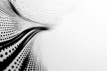 Wall Mural - black and white abstract wave design with halftone texture and curved lines,generated by ai
