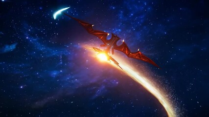 Wall Mural - a celestial dragon curled around a comet, its wings spreading across the sky and leaving trails of s