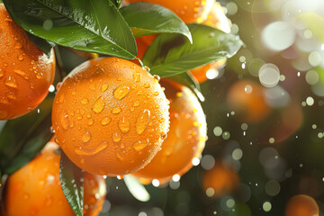 Wall Mural - Bunch of oranges with water droplets on them