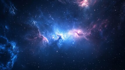 Wall Mural - A mesmerizing view of a bright nebula with swirls of blue and pink, capturing the vastness and mystery of the universe, showcasing cosmic beauty and artistry.