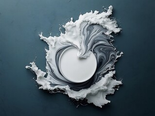 Poster - Pristine white marble stone with swirling gray and charcoal veins elegant and refined natural composition minimalist and serene aesthetic