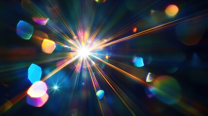 Wall Mural - blue light flare prism rainbow flares overlay effect