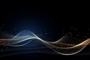 Canvas Print - abstract christmas background with glowing stars and snowflakes, featuring a blue winter wave design