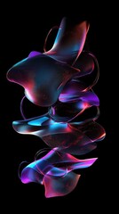 Wall Mural - Abstract Colorful Digital Art 3D Design of Vibrant Fluid Shapes and Curves on Black Background for Modern Aesthetic and Creative Projects