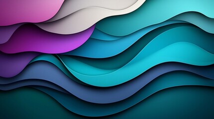Poster - Mesmerizing Iridescent Waves of Surreal Digital Art in Cool Tones of Blue and Purple   Captivating Abstract Background Design with Cascading Shimmering Shapes in a Vibrant Gradient