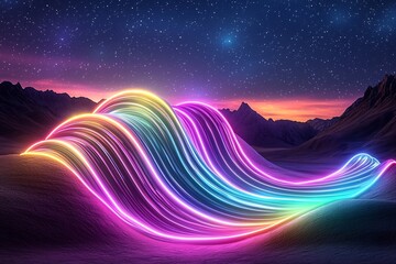 Poster - Captivating digital artwork showcasing a chromatic light cascade with undulating quantum phenomena mesmerizing kaleidoscopic energy fields