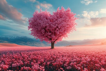 Pink tree in shape of heart