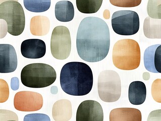 Poster - Calming abstract pattern of interconnected rounded forms with a muted color scheme of soothing earth tones