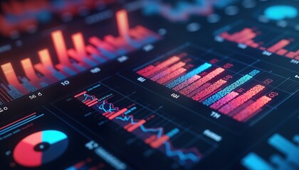Poster - digital dashboard shows dynamic financial data. business analytics, key performance indicators displ