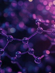 Poster - abstract purple molecular structure with bokeh background