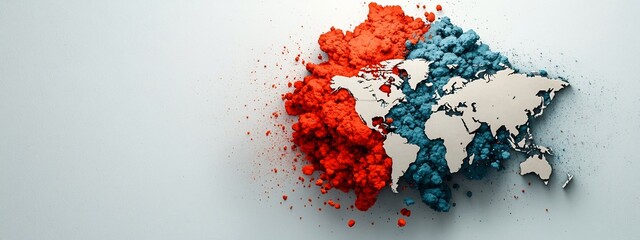 Poster - An abstract showcasing the global distribution and frequency of earthquakes using a vibrant color palette to represent the varying levels of seismic activity across continents and regions