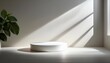 © Enrique - minimalist white platform with soft shadows a bright room