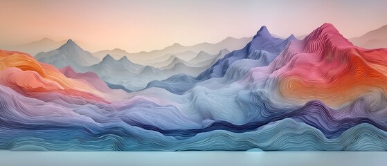 Poster - Fluid Topographic Rainfall Map   A mesmerizing data driven work of cartographic art depicting hypnotic meteorological patterns and undulating topographical layers in a vivid color spectrum