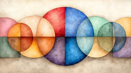 Poster - Mesmerizing abstract composition featuring an arrangement of interlocking circular motifs with subtle variations in hue and The organic yet geometric shapes create a tranquil and balanced visual