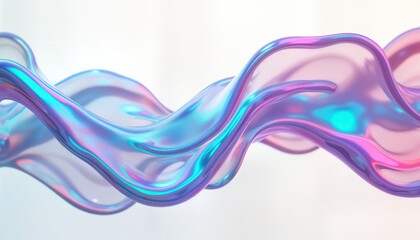 Poster - Holographic liquid bubble shape in vibrant colors. Abstract wavy liquid design. Iridescent fluid splash in trendy colors. Generative AI art suitable for wallpaper graphic design. Modern, futuristic