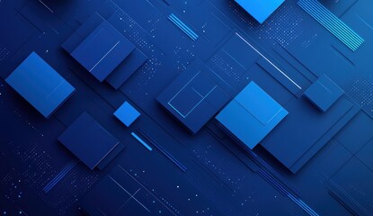 Abstract blue geometric shapes, digital technology background.